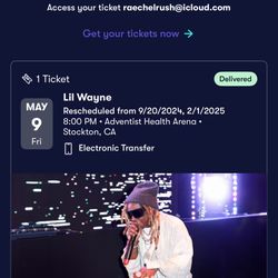 Lil Wayne Concert Ticket 2nd ROW FLOOR SEAT