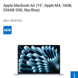 Apple Macbook Air (15", Apple M4, 16GB, 256GB SSD, Sky Blue)