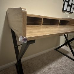 Industrial Style Writing Desk With Built In Shelves Home Office 