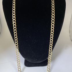 14k Gold Diamond Cut Curb Chain 25”