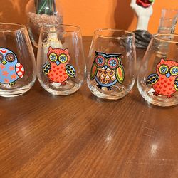 Owl wine glasses