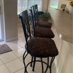 3 High Metal And Couching Chairs