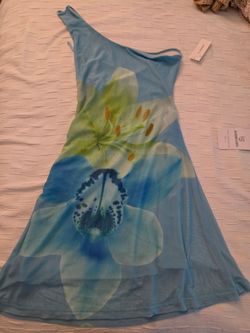 Blue Floral One-Shoulder Mini Dress