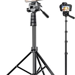 Aureday 67” Phone Tripod, Detachable and Extendable Selfie Stick Tripod for iPhone/Android Smartphone/Camera/GoPro, Portable Cell Phone Tripod with 36