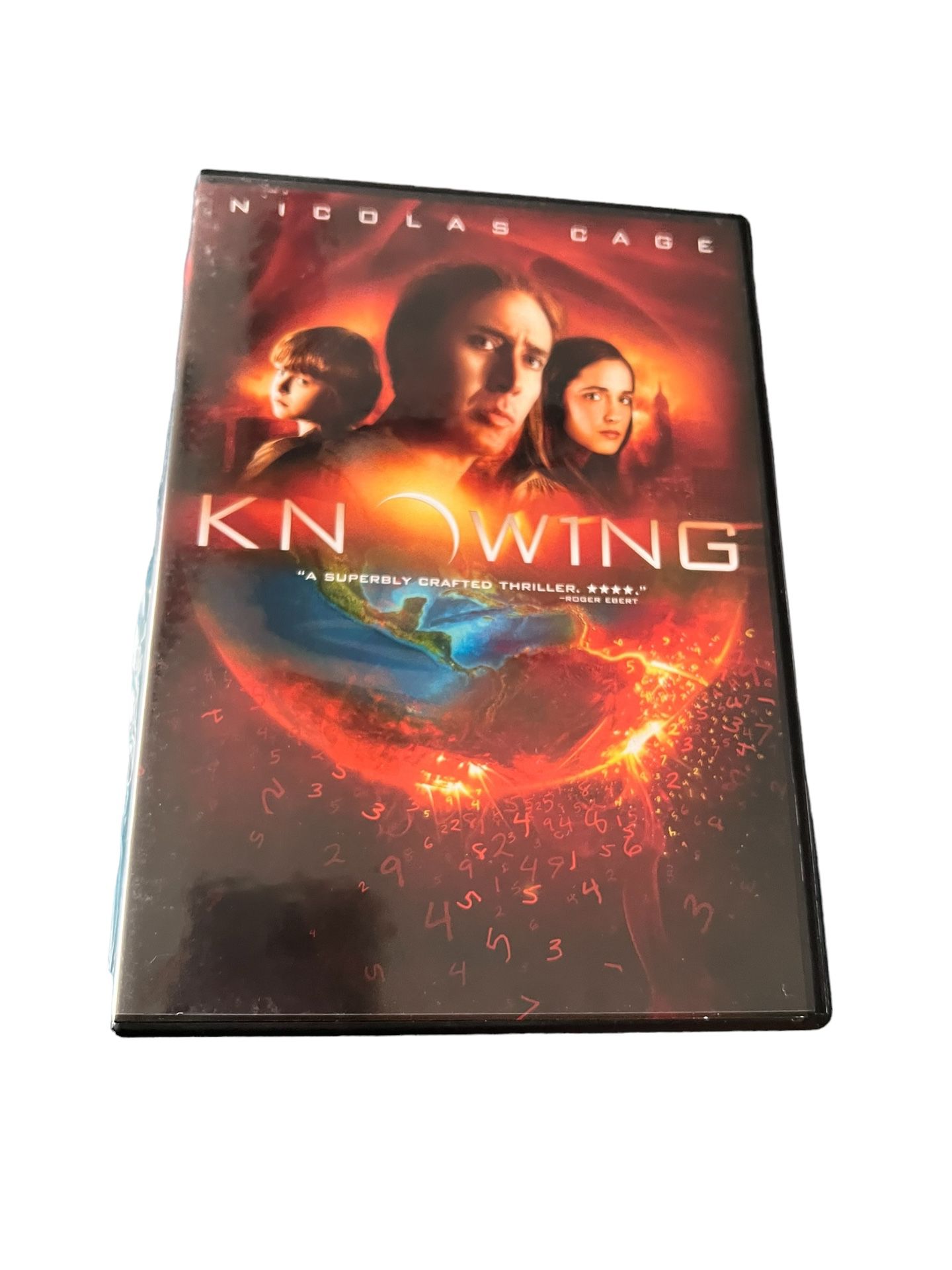 Knowing (DVD, 2009) Nicolas Cage DVD  This DVD features Nicolas Cage in the 2009 science fiction film, "Knowing". The DVD is compatible with players t