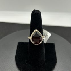 14KY Garnet/Diamond Ring