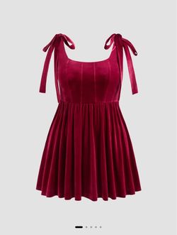 Cider Curve velvet u-neckline ruffle knotted mini dress