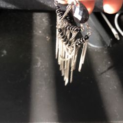 silver and black earings