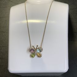 Butterfly Necklace Sterling Silver Gemstones Diamonds