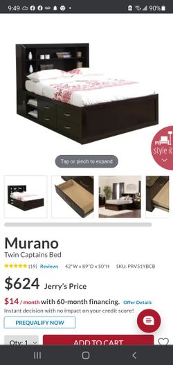 TWIN CAPTAIN BED W\MATTRESS