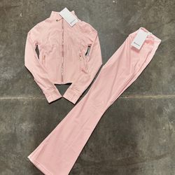 Lululemon Cropped Define Jacket + Groove Flared Leggings “Pink Quartz”