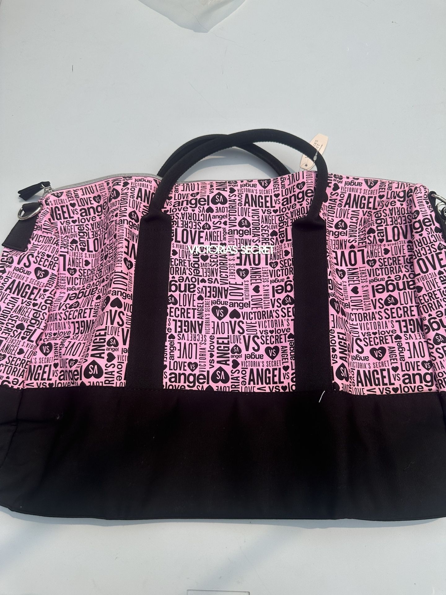 Victoria’s Secret Pink Angel Tote Bag Pink & Black Weekender Limited Love Tote