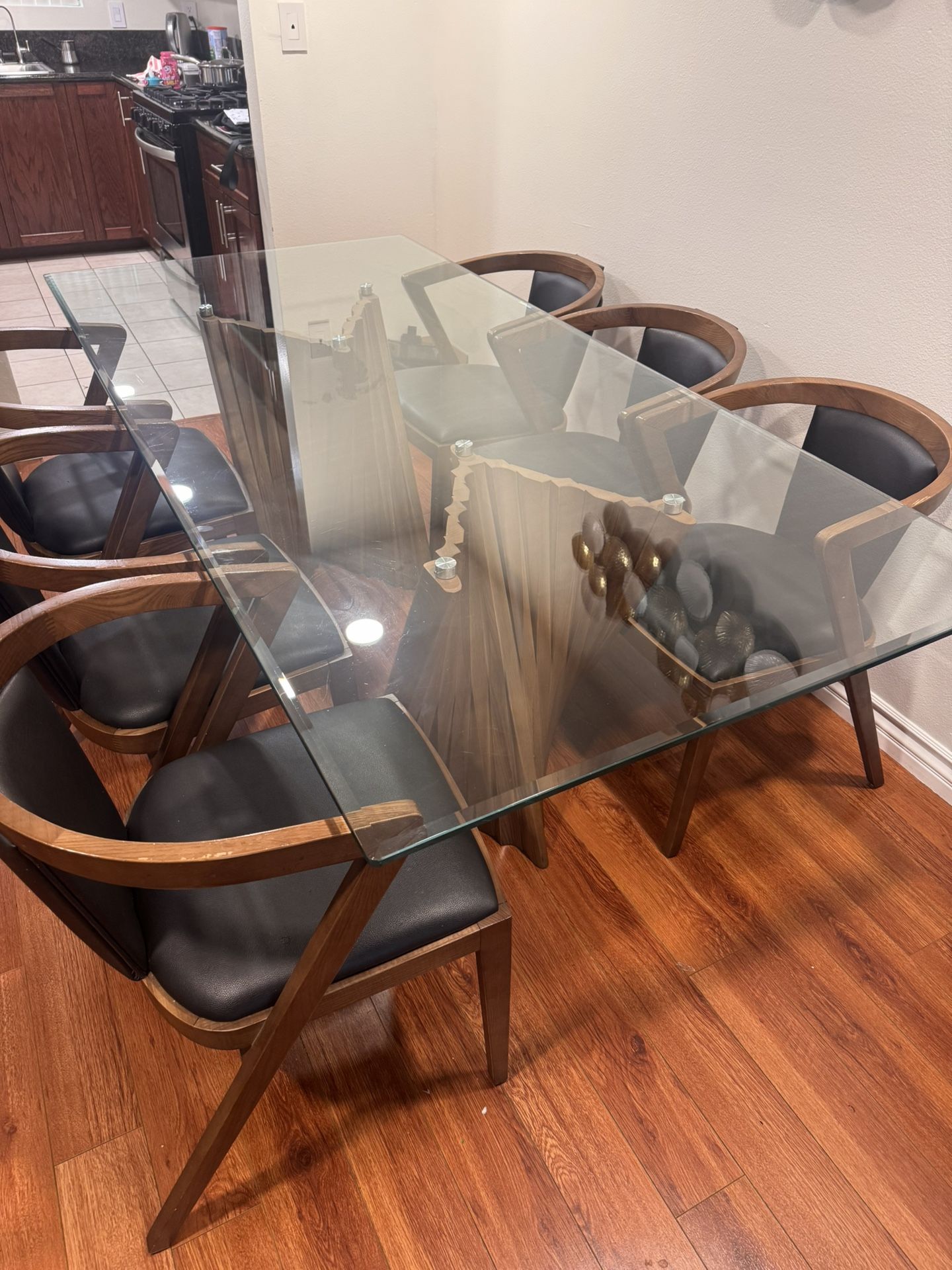 Glass Dining Table 76inch Long