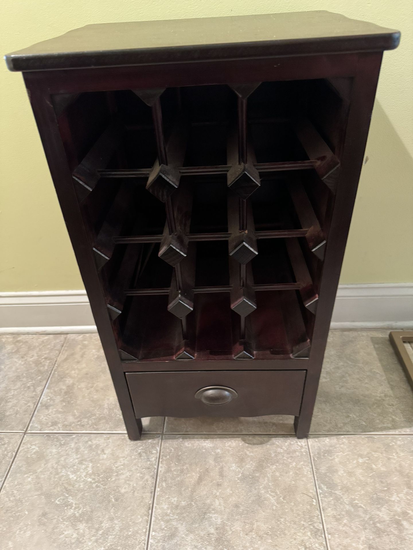 12 bottle  wine Wooden rack with one drawer in GOOD Condition!