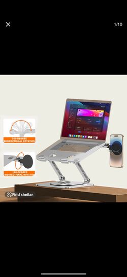 Adjustable Computer iPad Stand for Desk w/ 360 Rotation, Portable Laptop Holder for Home Office Ergonomic Supplies