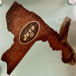 NEW YORK JETS DISTRESSED STATE 24 INCH SIGN