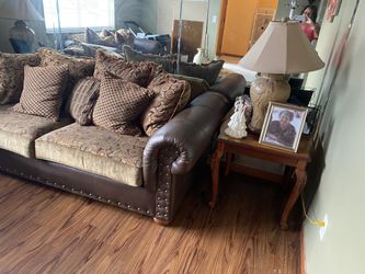 Sofa loveseat table and lamp