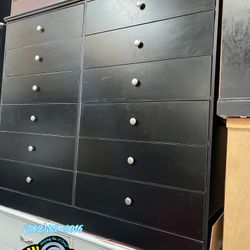 New 12 Drawer Black Jumbo Dresser Fully Assembled