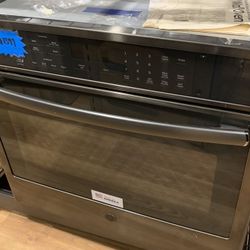 GE Profile Self-cleaning True Convection Single Wall Oven (Black Stainless)
