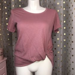 Size 1X Rose Pink Tie Front Shirt