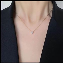 18 k plated Simple Style Golden Stainless Steel Necklace With Zircon Inlays