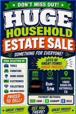 🔥HUGE Yard Sale | Sat, May 30th | 7:30AM-2:00PM | 14602 Rodeo Dr Victorville🔥