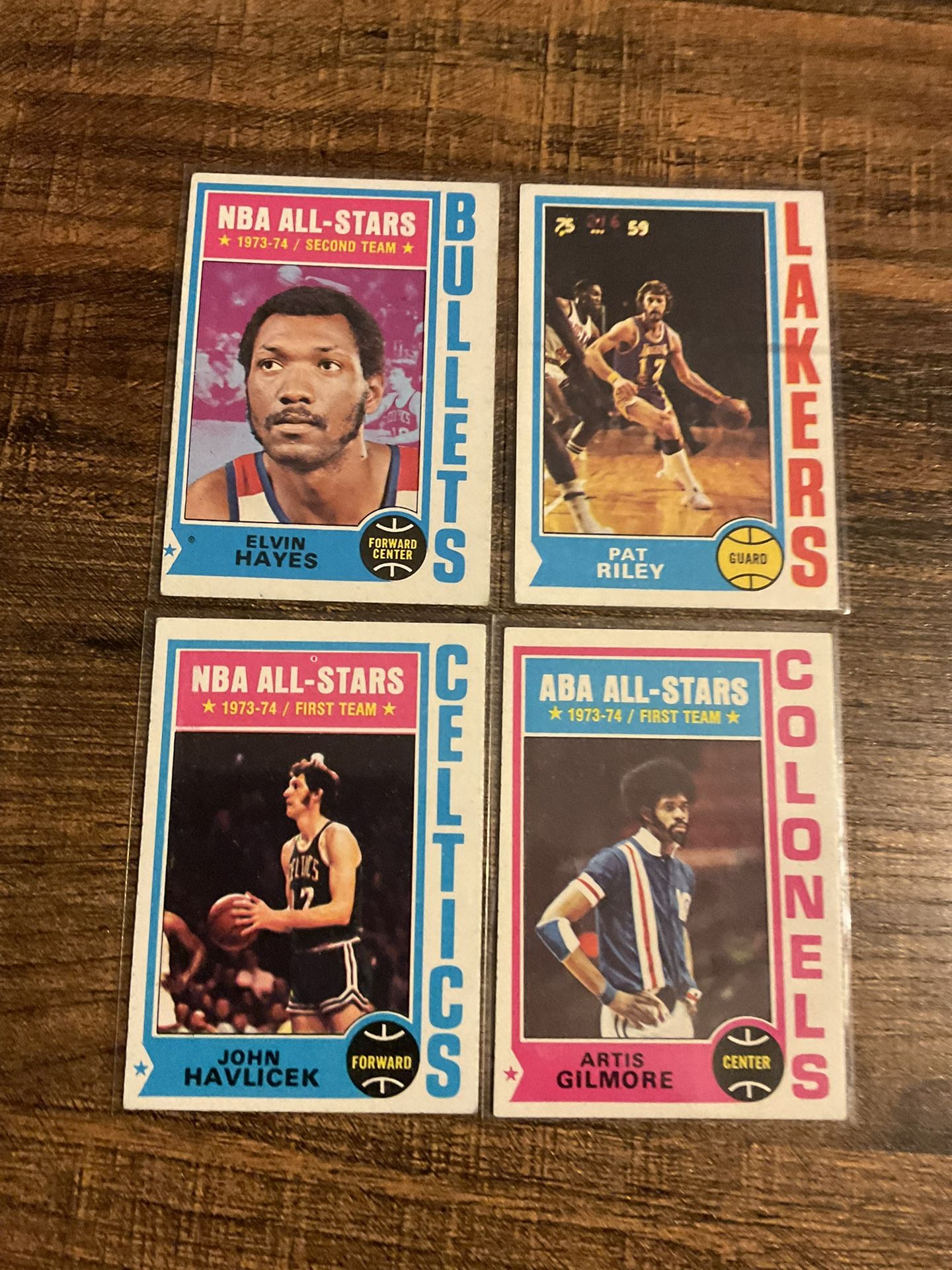 4 Hall Of Fame 1974 Topps Basketball Cards Havlicek, Gilmore, Pat Riley ...