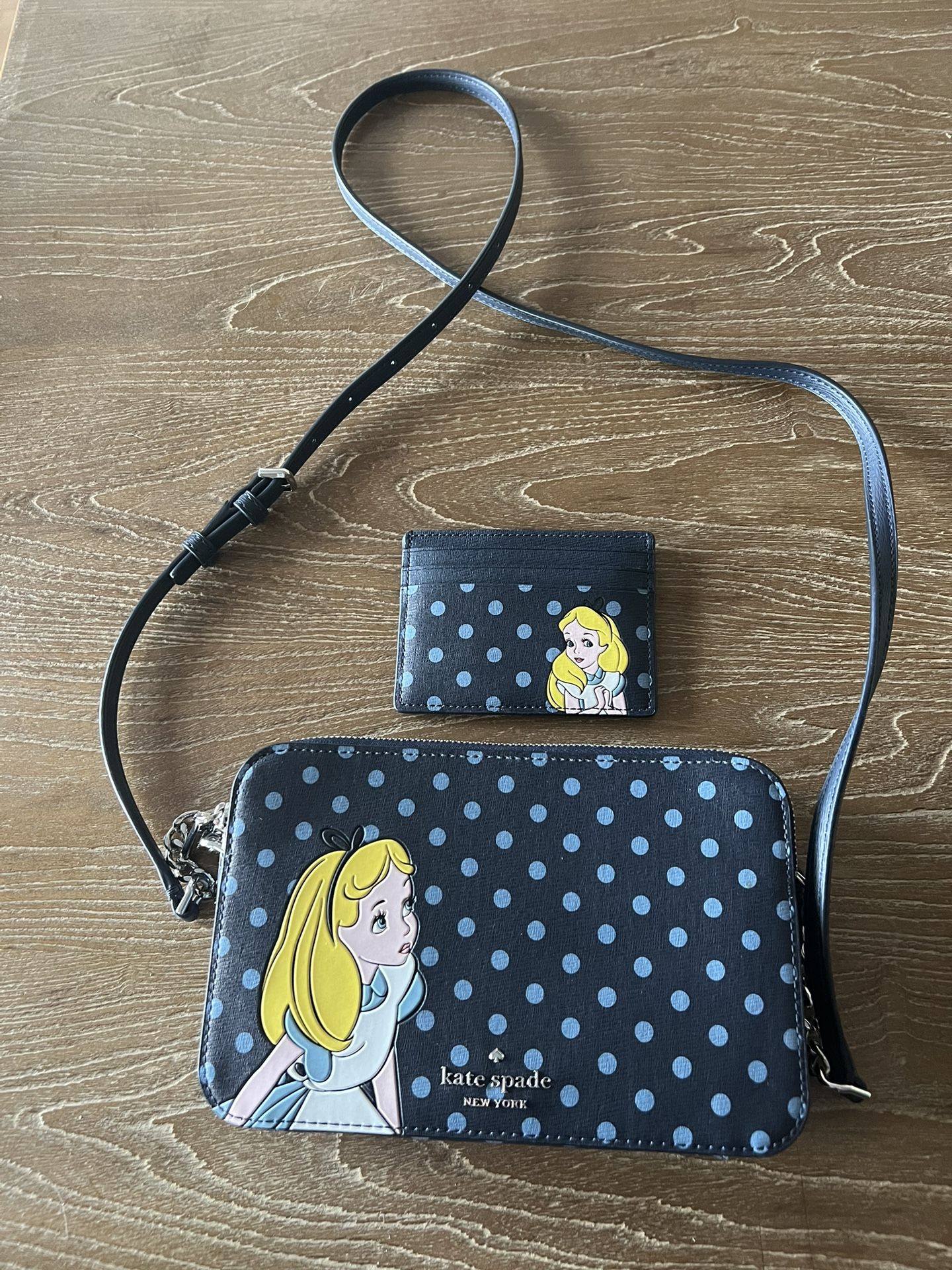 Kate Spade Alice in Wonderland Cross Body with matching card Holder
