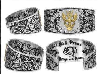 Men’s sterling silver motorcycle chrome hearts style bracelet cuff