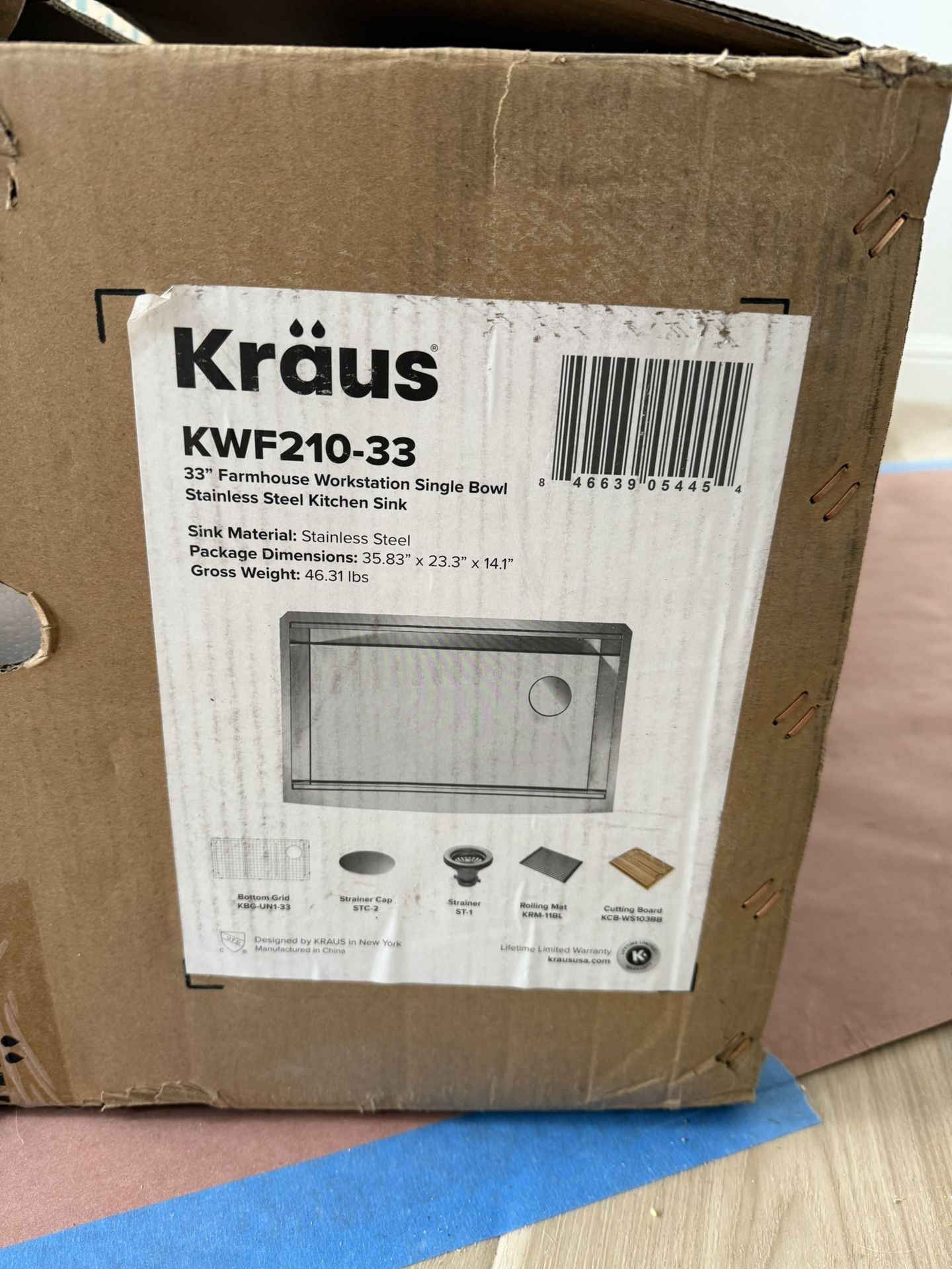 Kraus Kore 16-Gauge Stainless Steel 33 in. Single Bowl Farmhouse Apron Workstation Kitchen Sink with Accessories