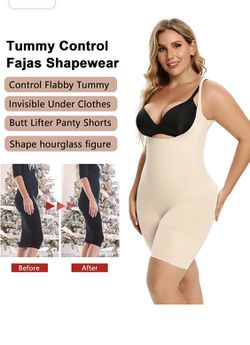 SHAPERX Tummy Control Shapewear for Women Seamless Fajas Bodysuit Open Bust  Mid Thigh Body Shaper Shorts L&XL for Sale in Riverside, CA - OfferUp