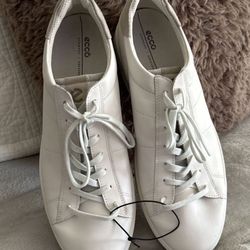 Men’s New White Leather Ecco Shoes Size 13-13.5