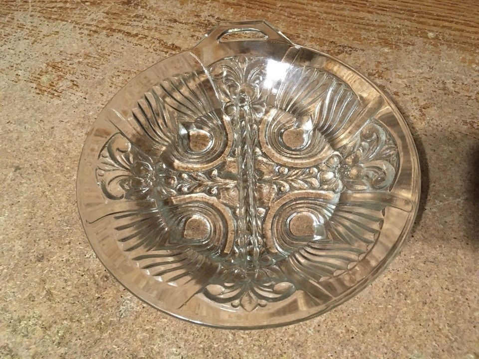 Divided Relish Candy Dish For Footed Depression Glass
