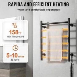 New 6 Bars Towel Warmer Rack, Wall Mounted Heated Towel Rack