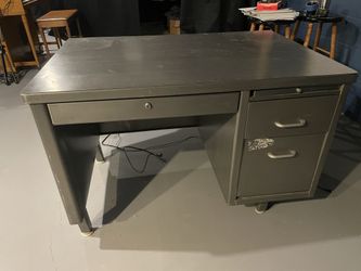 Vintage Brushed Steel Tanker Desk