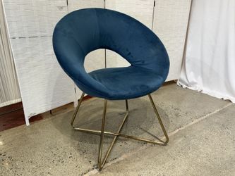 DUHOME Modern Blue Velvet Accent Chair w/ Gold Base
