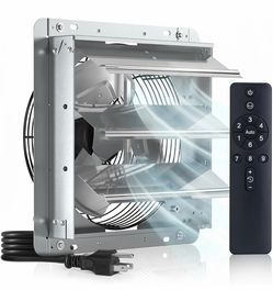 Amico 12" Shutter Exhaust Fan, Remote 9-Speed 25W DC Motor, 1200 CFM