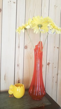 Orange vintage vase colored glass
