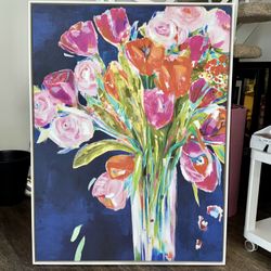 Floral Bouquet Framed Canvas Wall Art 30" x 40"