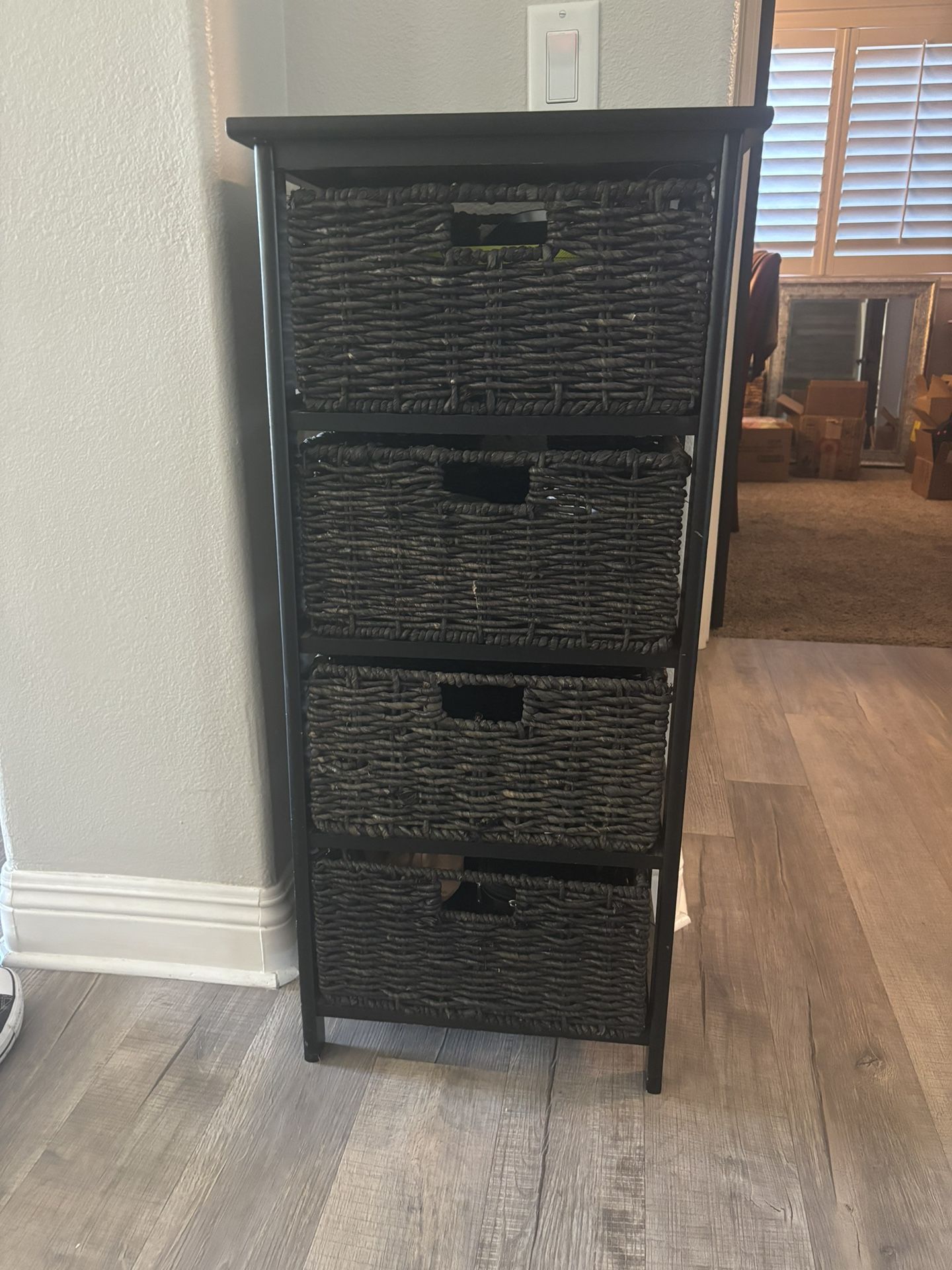 Wicker Rattan Organizer 4 Drawer Cabinet