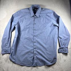 Shaquille O'Neill XLG Casual Shirt Mens 3XLT Blue Long Sleeve Button Up Big #8F