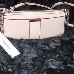 Calvin Klein Pink Leather Crossbody Bag.
