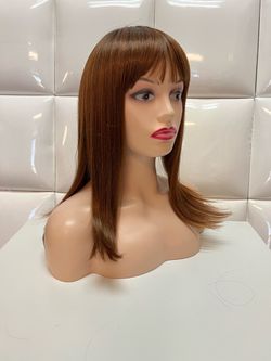 Synthetic hair wig-brand new $40-Auburn color-cosplay costume dress up Halloween-peluca lacia nueva con fleco