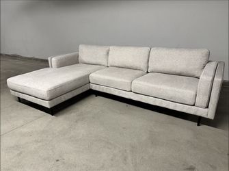 (Sold) White Living Spaces Aquarius Sectional Sofa with Left Chaise