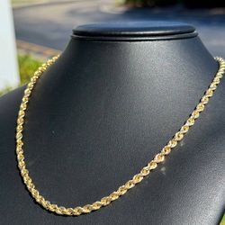 Jewelry 10k hollow yellow gold Rope necklace chain 20.50" 5.00mm w 14k lobster lock
