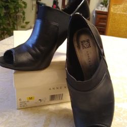 Black Anne Klein Open Toe Bootie 