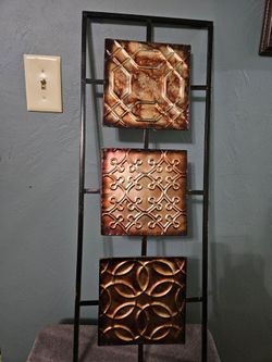 Vintage Style Metal Wall Art with Embossed Tiles