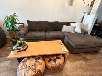Green Corduroy L-shaped Sofa Couch