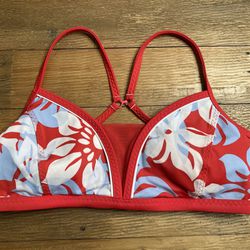 Lands’ End size 8 red white blue floral bikini top