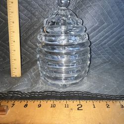 Godinger Cut Crystal Beehive Shaped Honey Jar w/Lid